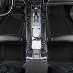 CAR PASS Waterproof Universal Fit Car Floor Mats, Faux Leather Car Carpet Mats, Black Car Mats with Anti-Slip Nibbs Backing & Driver Heel Pad Fit for SUV,Vans,sedans, Trucks,Set of 4pcs(All Black)