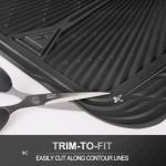 CAR PASS Rubber Floor Mats, All Weather Waterproof Trim-to-Fit Automotive Mats for Cars Trucks SUV, Anti-Slip Easy Clean, Heavy Duty Full Set 3-Piece, All Black