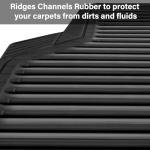 CAR PASS Rubber Floor Mats, All Weather Full Set 4-Piece, Waterproof Automotive Mats Trim to Fit Most Cars Sedans SUVs Vans, Heavy Duty Anti-Slip Easy Clean, All Black