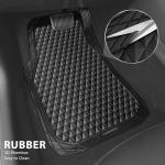 CAR PASS Black Rubber Car Mats, All-Weather Floor Mats Full Set Durable Anti-Slip 3D Rhombus Waterproof Automotive Pad Trim to Fit Liner Universal Fit for Sedan SUV Truck Van, 4 Pcs All Black Rubber