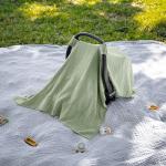 Comfy Cubs Baby Car Seat Cover - Soft, Breathable Bamboo Rayon and Muslin Cotton Blend - Lightweight Canopy for Sun, Bug, and Comfort Protection - Large Size Infant Seat Cover in Sage Design