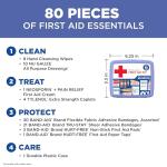 BAND-AID Brand Travel Ready Portable Emergency First Aid Kit for Minor Wound Care, Perfect for Home, Car, Travel, Camping Essentials & Outdoor Emergency Kit, 80 Pieces