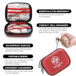 Mini First Aid Kit - 150 Piece Small Waterproof Hard Shell Medical Kit for Home, Car, Travel, Camping, Truck, Hiking, Sports, Office, Vehicle & Outdoor Emergencies- Small First Aid Medical Kit (Red)