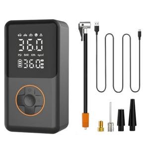 Norkmdi Portable Car Tire Inflator Air Compressor, 150PSI Vehicle Air Tyre Pump with Digital Pressure Gauge, Dual Values Display & LED Light, Automotive Cordless Inflator, Universal Fit