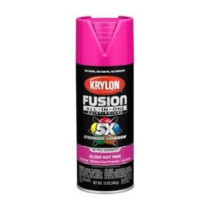 Krylon Fusion All-In-One Adhesive Spray Paint for Indoor/Outdoor Use, 12 oz, Hot Pink