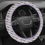 Car Steering Wheel Covers for Women Machine Washable Universal 14.5-15.5 inch Steering Wheel Protectors Comfort Cloth Fabric Non-Slip Grip Easy Installation All Weather Use (Purple)