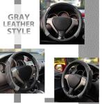 Elantrip Sport Leather Steering Wheel Cover 14 1/2 inch to 15 inch Universal, Padded Soft Grip Breathable for Car Truck SUV Jeep, Anti Slip Odorless Black and Gray