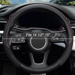 KAFEEK Steering Wheel Cover, Universal 15 inch, Microfiber Leather Viscose, Breathable, Anti-Slip,Warm in Winter and Cool in Summer, Black