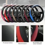 ANFTDCO Car Steering Wheel Cover, 14.5-15" Leather Massage Grip Non-Slip Steering Wheel Protector, Comfortable Automotive Interior Decoration Accessories, Universal for Van Truck RV (Black)