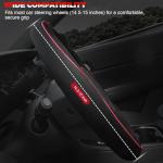 Ouzorp Car Steering Wheel Cover, Microfiber Leather Steering Wheel Covers with Anti-Slip Lining, Universal 14.5-15 inchs Black with Red line