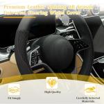 ANFTDCO Car Steering Wheel Cover, 14.5-15" Leather Massage Grip Non-Slip Steering Wheel Protector, Comfortable Automotive Interior Decoration Accessories, Universal for Van Truck RV (Black)