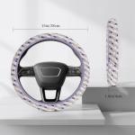 Car Steering Wheel Covers for Women Machine Washable Universal 14.5-15.5 inch Steering Wheel Protectors Comfort Cloth Fabric Non-Slip Grip Easy Installation All Weather Use (Purple)
