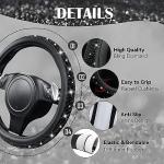 CAR PASS Bling Diamond Leather Steering Wheel Cover, With Sparkly Crystal Glitter Rhinestones Universal Fit 14"1/2-15" Car Wheel Protector for Women Girl Fit Suvs,Vans,Sedans,Car,Trucks, Black Diamond