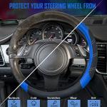 CAR PASS Line Rider Microfiber Leather Sporty Steering Wheel Cover Universal Fits for 95% Truck,SUV,Cars,14.5-15inch Anti-Slip Safety Comfortable Desgin (Black-Blue)