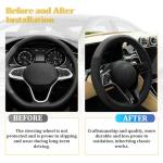 ANFTDCO Car Steering Wheel Cover, 14.5-15" Leather Massage Grip Non-Slip Steering Wheel Protector, Comfortable Automotive Interior Decoration Accessories, Universal for Van Truck RV (Black)