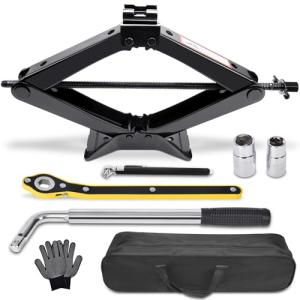 Scissor Car Jack 3 Ton (6610 lbs) Tire Changing Kit with Lug Wrench - Emergency Kit for Car, SUV, MPV