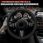 Ouzorp Car Steering Wheel Cover, Microfiber Leather Steering Wheel Covers with Anti-Slip Lining, Universal 14.5-15 inchs Black