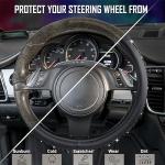 CAR PASS Bling Diamond Leather Steering Wheel Cover, With Sparkly Crystal Glitter Rhinestones Universal Fit 14"1/2-15" Car Wheel Protector for Women Girl Fit Suvs,Vans,Sedans,Car,Trucks, Black Diamond