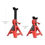 Amazon Basics Steel Jack Auto Stands, 3 Ton (2.7 metric Ton) Capacity, Easy to Use, Adjustable Height, 6,000 lb, 1 Pair, Black and Red
