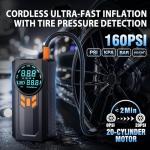 Jump Starter with Air Compressor, 5000A 160PSI Battery Jumper Starter Portable (9.0 Gas/8.0L Diesel), 12V Jump Box Car Battery Jump Starter with Smart Jumper Cables, LED Light, LCD Display