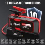 S ZEVZO ET03 Car Jump Starter 4000A Jump Starter Battery Pack for Up to 8.0L Gas and 7.0L Diesel Engines, 74Wh Portable 12V Jump Box with USB Ports, LCD Display, Storage Case, and LED Light