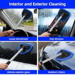 desin Windshield Cleaning Tool, Car Window Cleaner Windshield Cleaner with 4 Reusable and Washable Microfiber Pads and Extendable Handle Auto Inside Glass Wiper Kit