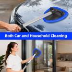 desin Windshield Cleaning Tool, Car Window Cleaner Windshield Cleaner with 4 Reusable and Washable Microfiber Pads and Extendable Handle Auto Inside Glass Wiper Kit