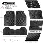 CAR PASS Rubber Car Mats, Waterproof Car Floor Mats All Weather,Car Mat Full Set 3 Piece, Automotive Floor Mat Trim to Fit for Cars Sedans SUVs Trucks, Anti-Slip Easy Clean, All Black