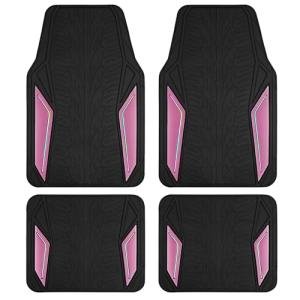 PIC AUTO Rubber Floor Mats, Pink Aluminum Film with Colorful Piping Floor Mats for Cars, Car Mats with Non-Slip Backing, All-Weather Protection, Trim-to-Fit Liner for Cars, SUVs, Trucks, Vehicles