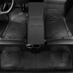 CAR PASS Rubber Car Mats, Waterproof Car Floor Mats All Weather,Car Mat Full Set 3 Piece, Automotive Floor Mat Trim to Fit for Cars Sedans SUVs Trucks, Anti-Slip Easy Clean, All Black