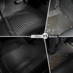 CAR PASS Rubber Car Mats, Waterproof Car Floor Mats All Weather,Car Mat Full Set 3 Piece, Automotive Floor Mat Trim to Fit for Cars Sedans SUVs Trucks, Anti-Slip Easy Clean, All Black