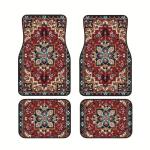 BedExu Bohemian Car Floor Mat Set of 4 - Non Slip All Weather Universal Fit for Cars, SUVs, Trucks - Turkish Persian Design Polyester Fiber(Persian car mat 1)