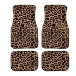 Universal Fit Car Floor Mats Set of 4Pcs, Brown Leopard Print All-Weather Front Rear Car Carpet Mats, Non-Slip Car Floor Mat Car Accessories for Automotive Trucks SUV Sedans Vans