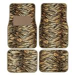 New Animal Print Tiger Floor Mat Set with Vinyl Heel Pad Universal 4PC for Cars Trucks SUVs (Tiger)