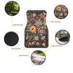 Zynvos Luxury Boho Car Floor Mats Full Set | Car Decor for Women Men | Bohemian Floral Pattern | Heavy Duty All-Weather Universal Rubber Liners | Non-Slip & Odor-Free