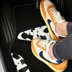 CAR PASS Waterproof Universal Fit Car Floor Mats, Cow Print Car Mats Fit for SUV,Vans,sedans, Trucks,Set of 4pcs Car Carpet with Driver Heel Pad and Nibs Backing,or Cute Women Girly Funny Black White