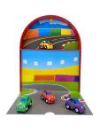 Phidal Race Cars My Mini Busy Books - Activity Books for kids, 10-page storybook, 4 figurines, a foldable play mat