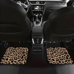 Universal Fit Car Floor Mats Set of 4Pcs, Brown Leopard Print All-Weather Front Rear Car Carpet Mats, Non-Slip Car Floor Mat Car Accessories for Automotive Trucks SUV Sedans Vans