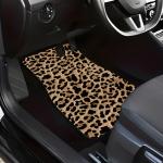 Universal Fit Car Floor Mats Set of 4Pcs, Brown Leopard Print All-Weather Front Rear Car Carpet Mats, Non-Slip Car Floor Mat Car Accessories for Automotive Trucks SUV Sedans Vans
