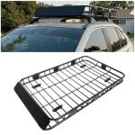 ECOTRIC 59" x 39" x 5.1" Universal Adjustable Roof Rack Cargo Carrier Basket with Extension Heavy Duty Steel Car SUV Top Luggage Storage Holder Basket for Travel 250LBS Weight Capacity