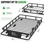 64 x 39 x 6 Inch Roof Rack Basket, Heavy Duty 300LB Car Roof Rack Universal Cargo Carrier Rooftop Cargo Basket Steel Luggage Holder for SUV, Truck & Pickup
