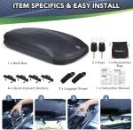 Garvee Rooftop Cargo Box Carrier Dual-Side Opening,12 Cubic Hard Shell Rooftop Cargo Carrier,165Lbs Weight Capacity with Secure Straps&Keys