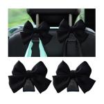 Mandark 2PCS Car Seat Headrest Hooks, Cute Bow Vehicle Hooks for Purses and Bags, Automotive Purse Hook Hanger Interior Decoration Accessories, Universal for SUV, Sedan, Truck (Black Line)