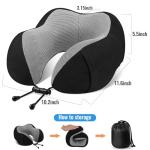 CloudBliss Travel Pillow Premium Memory Foam, Comfortable & Supportive Neck Pillow, Sleeping Neck Pillows for Travel, Airplane Pillow for Sleeping Airplane, Car, Office and Home（Black）