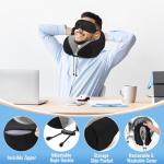 CloudBliss Travel Pillow Premium Memory Foam, Comfortable & Supportive Neck Pillow, Sleeping Neck Pillows for Travel, Airplane Pillow for Sleeping Airplane, Car, Office and Home（Black）