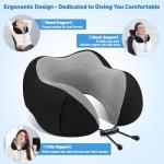 CloudBliss Travel Pillow Premium Memory Foam, Comfortable & Supportive Neck Pillow, Sleeping Neck Pillows for Travel, Airplane Pillow for Sleeping Airplane, Car, Office and Home（Black）