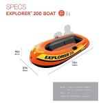INTEX 58330EP Explorer 200 Inflatable Boat: Dual Air Chambers – Welded Oar Locks – Grab Rope – 2-Person – 210lb Weight Capacity