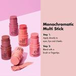 e.l.f. Monochromatic Multi Stick, Travel-Sized Luxuriously Creamy & Blendable Color, For Eyes, Lips & Cheeks, Dazzling Peony, 0.17 Oz