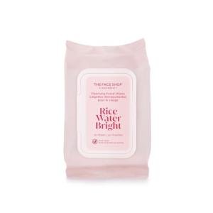 The Face Shop Rice Water Bright Makeup Remover Wipes for Face with Rice Extract, Brightening, Moisturizing, Infused with Cleansing Milk, Vegan Disposable Cleansing Facial Wipes, Korean Skin Care