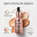 LUMINESS Liquid Mirage Color Changing Foundation for Mature Skin, Skincare-Infused Makeup with Hyaluronic Acid & Vitamin E, Hydrating Liquid Foundation & Concealer Hybrid, Hypoallergenic (Medium)